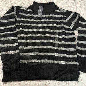 NWT Women sweater Tommy Hilfiger/ METALLIC STRIPE 
Dark Sable / Silver stripe